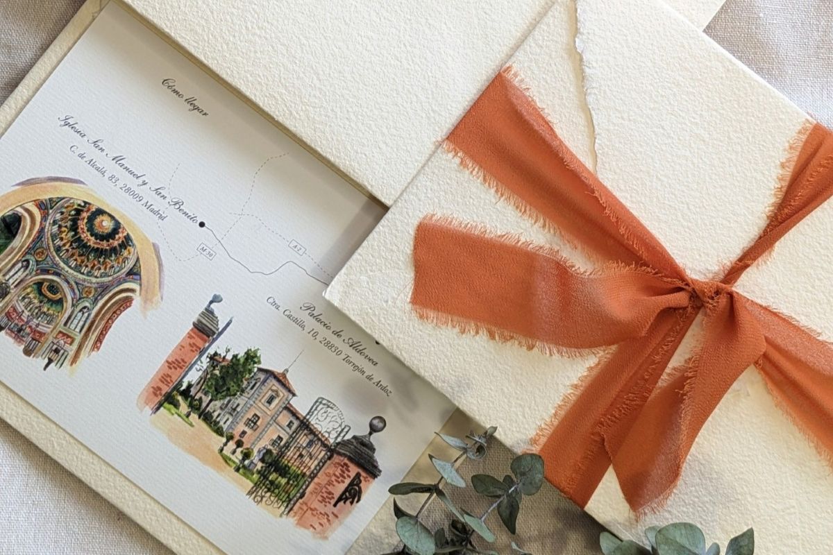 invitación boda sobre lazo